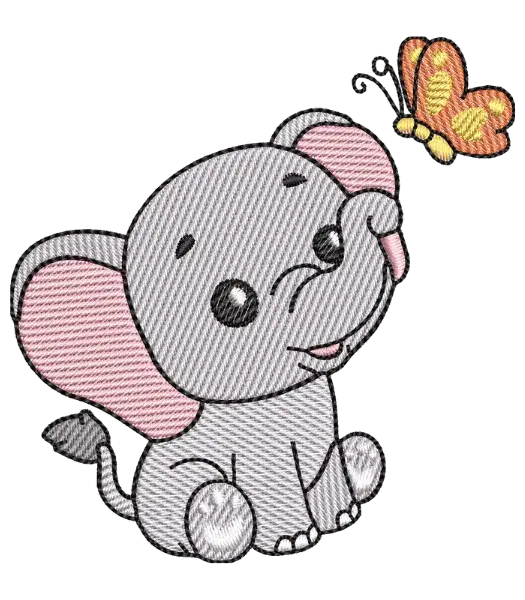 Elefante com Borboleta - Ponto Leve